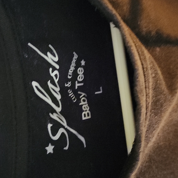 New Upcycled Bleach Stencil Lg Black Cotton Welcome To My Parlor Splash Baby Tee - Picture 3 of 3